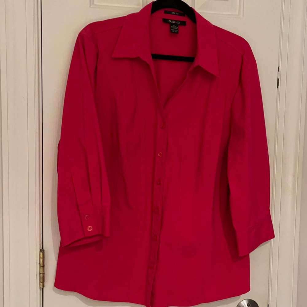 Hot pink button down shirt
